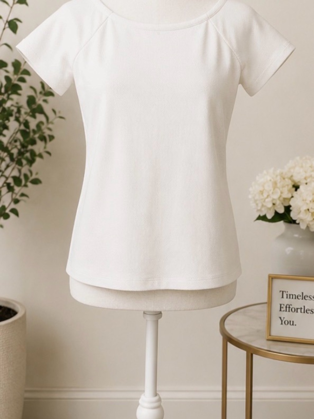 Ann Taylor Factory White Short-Sleeve Scoop Neck Top